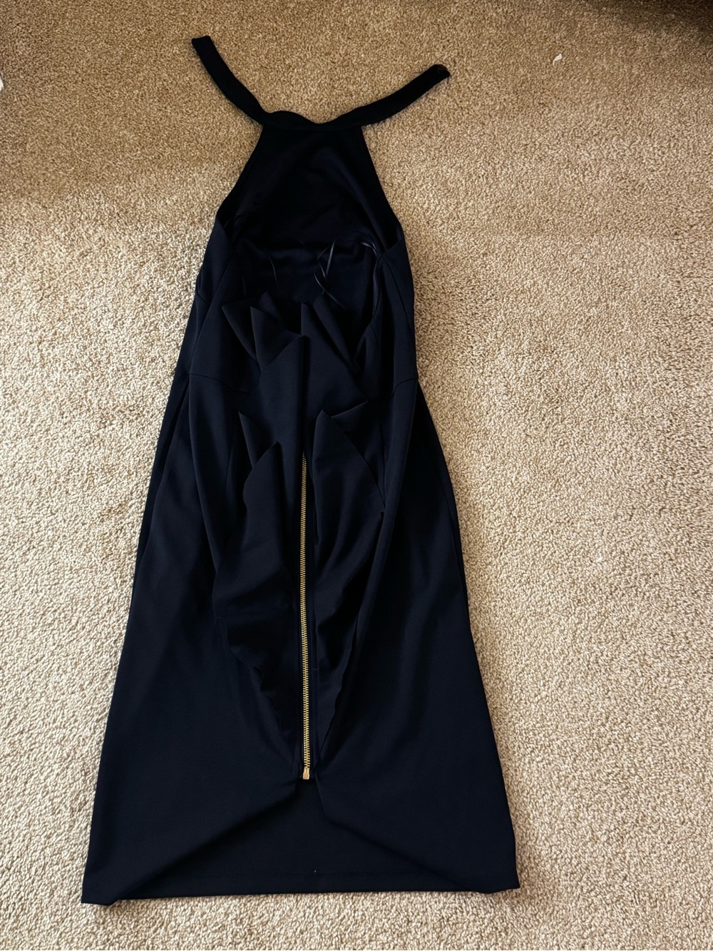 Alex Evenings Black Halter Romper with Exposed Front Zipper